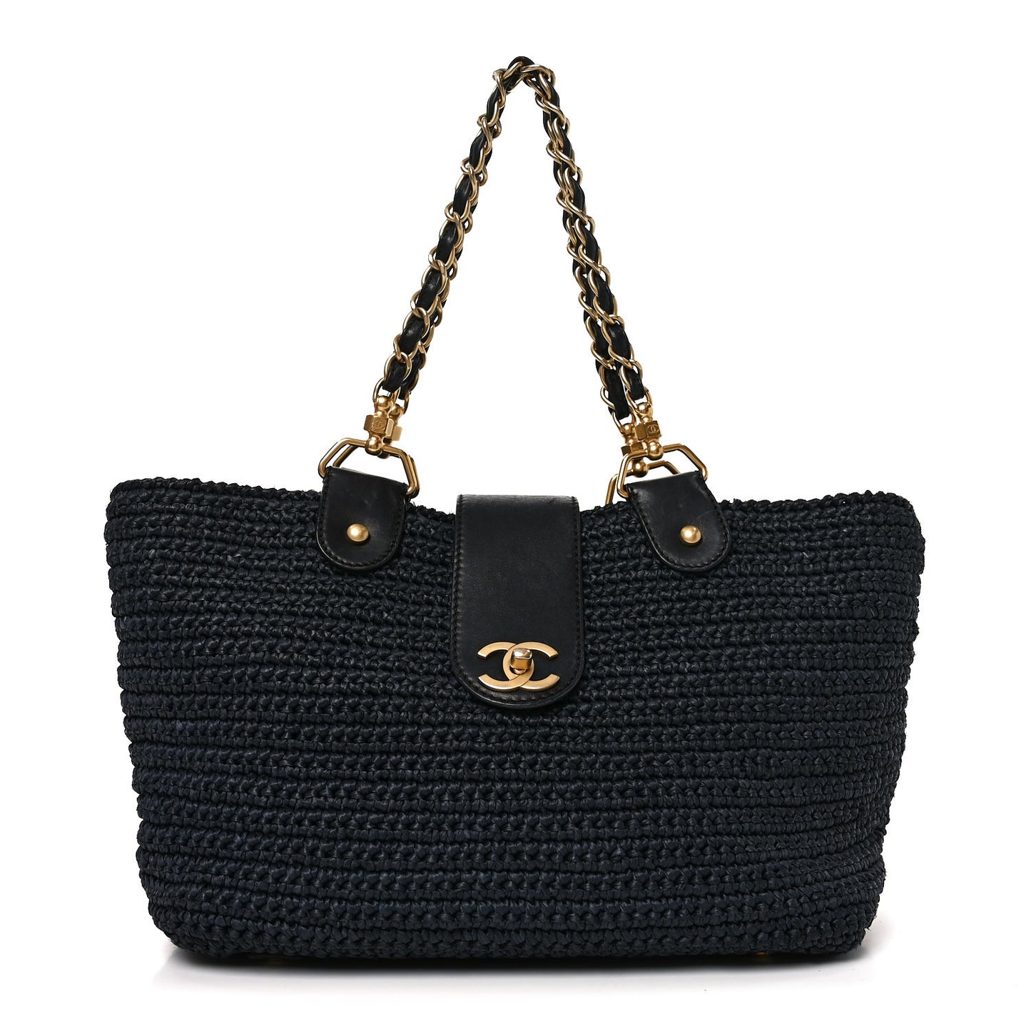 Straw Raffia Tote Black