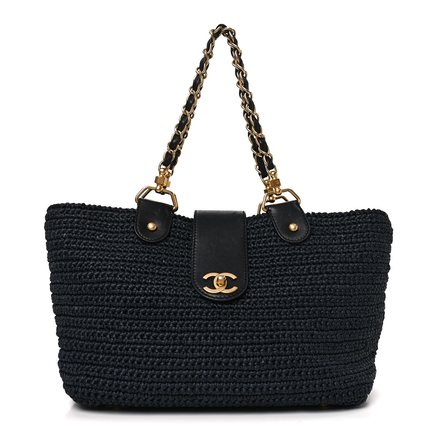 Chanel Straw Raffia Tote Black 1 of 10