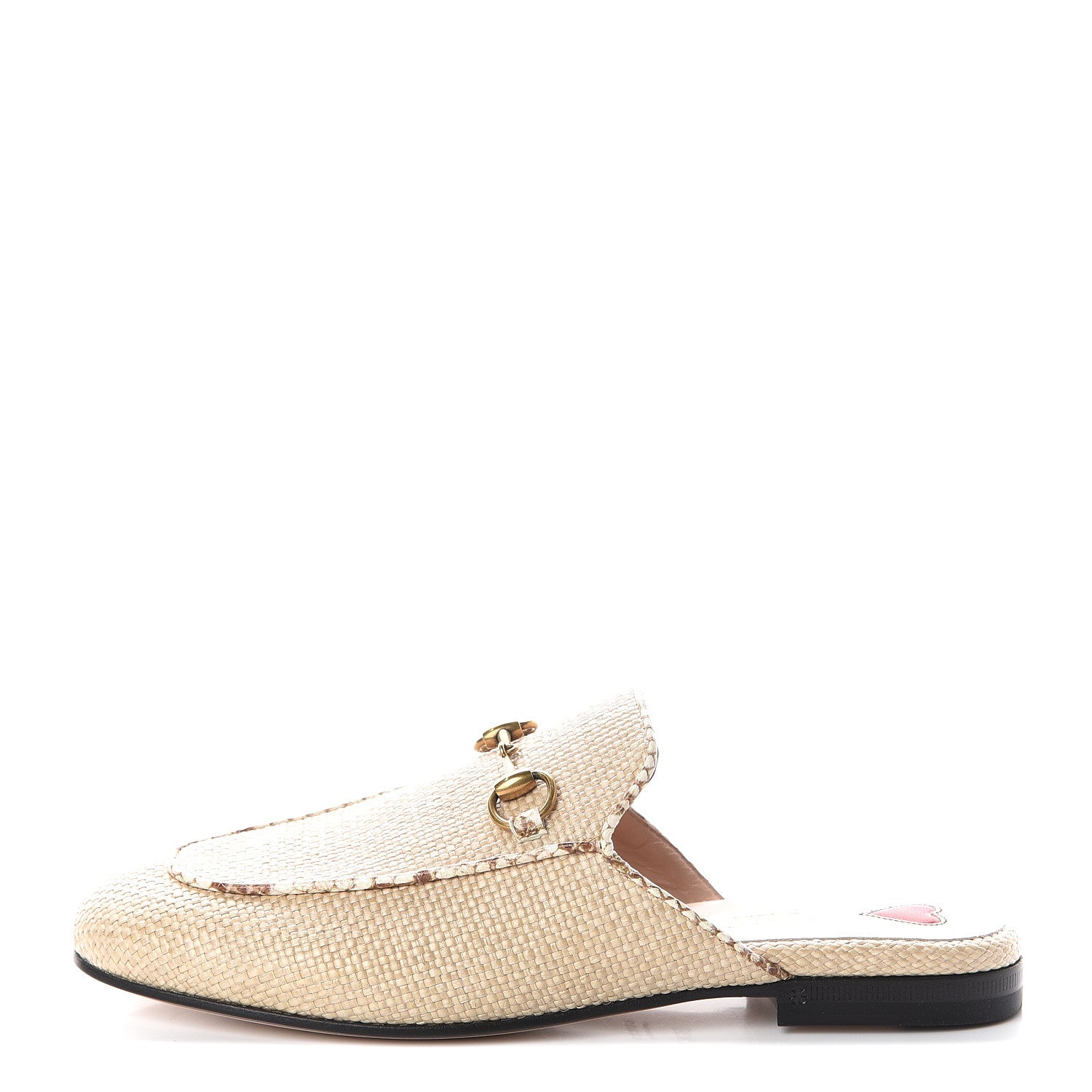 Gucci Straw Elaphe Womens Princetown Slippers 36.5 Natural Cream Brown 1 of 8