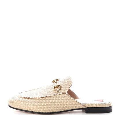 Gucci Straw Elaphe Womens Princetown Slippers 36.5 Natural Cream Brown 1 of 8