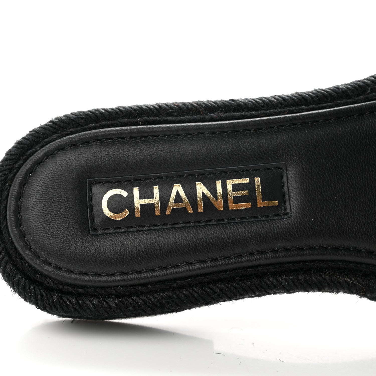 Chanel Lambskin Espadrille Mule Sandals 37 Black 7 of 8