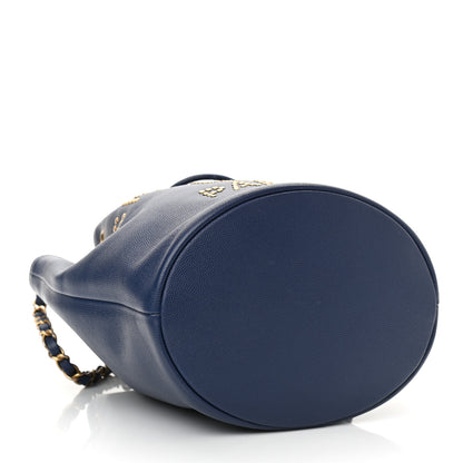 Chanel Caviar Deauville Drawstring Bucket Bag Navy 5 of 9