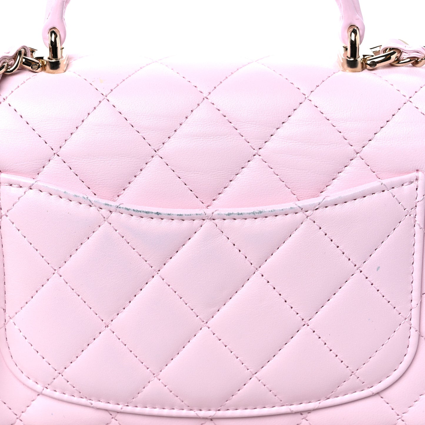 Lambskin Quilted Mini Top Handle Rectangular Flap Light Pink