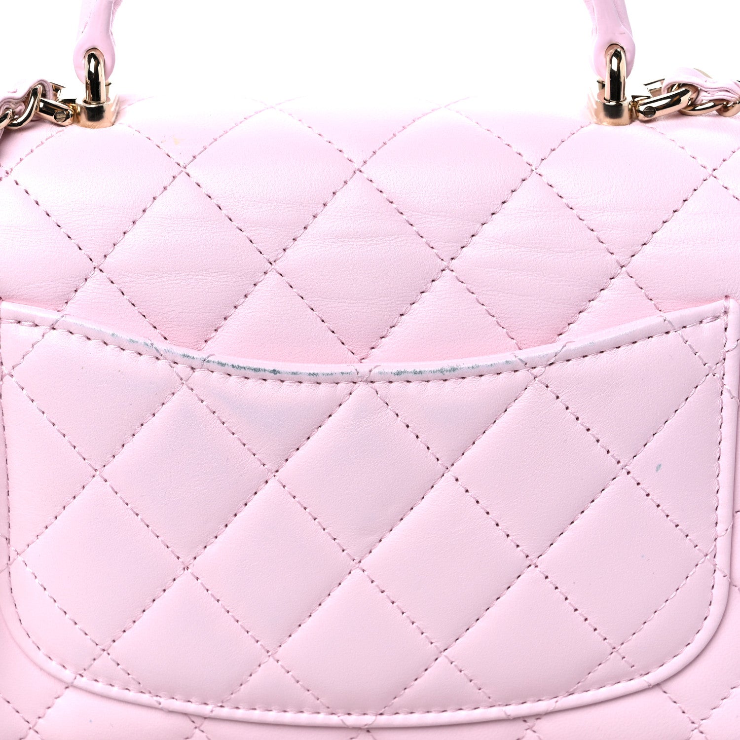 Chanel Lambskin Quilted Mini Top Handle Rectangular Flap Light Pink 11 of 14