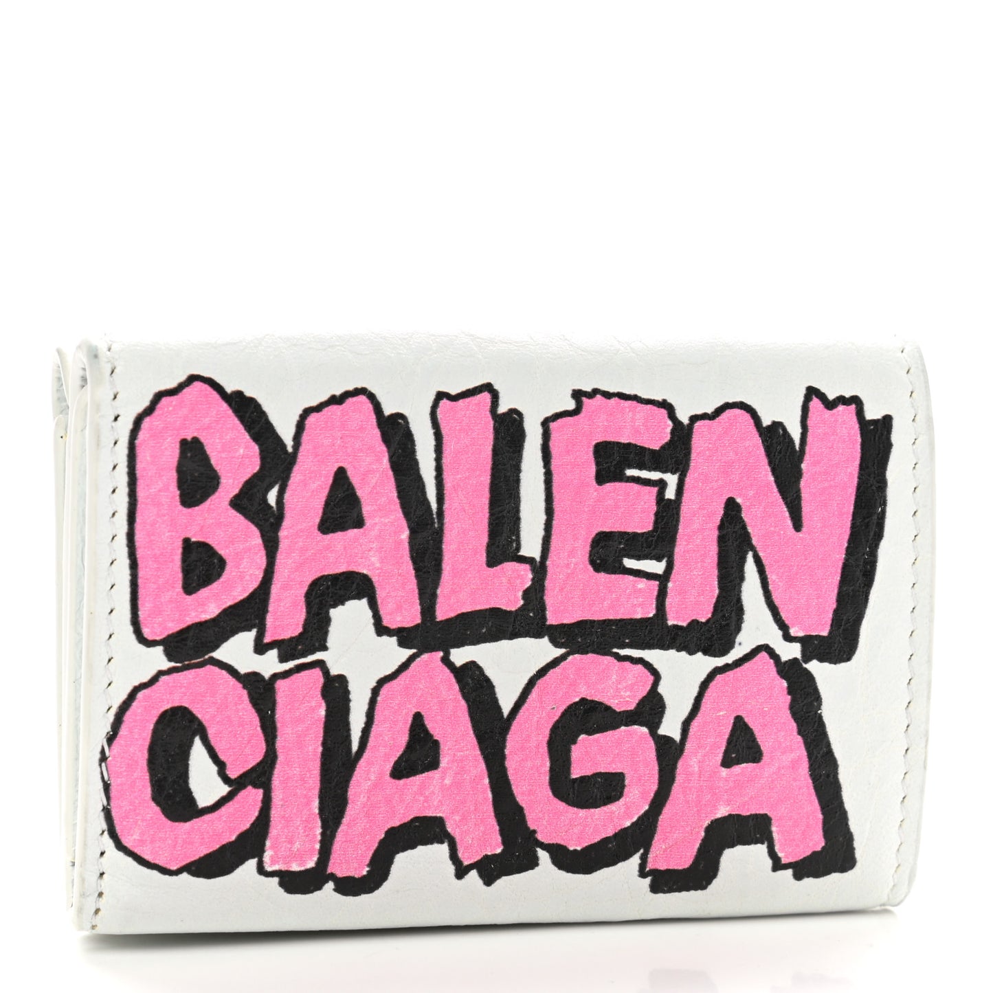Agneau Graffiti Mini Papier Wallet White Multicolor