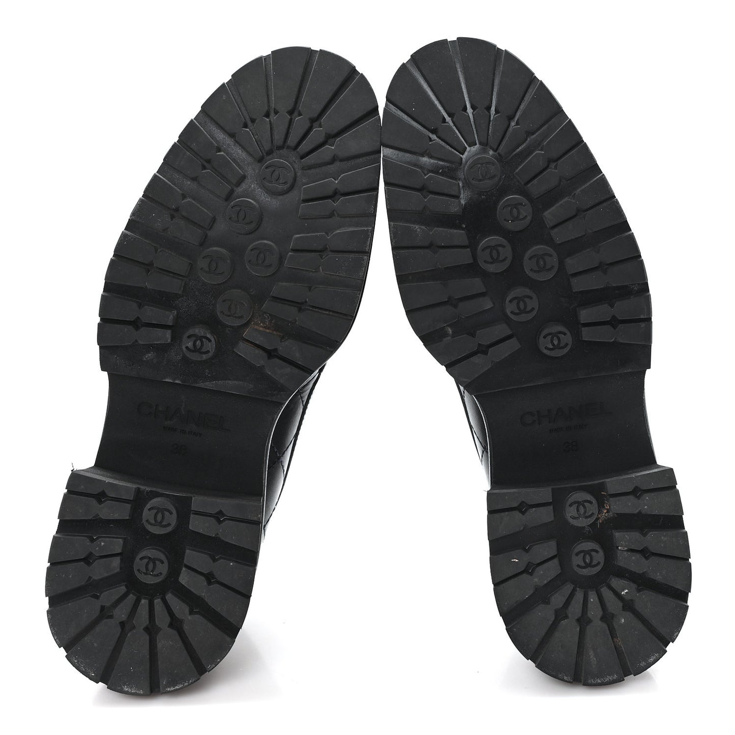 Calfskin Quilted CC Mocassin Loafers 38 Black