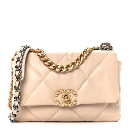 Chanel Lambskin Quilted Medium Chanel 19 Flap Light Beige 1 of 11