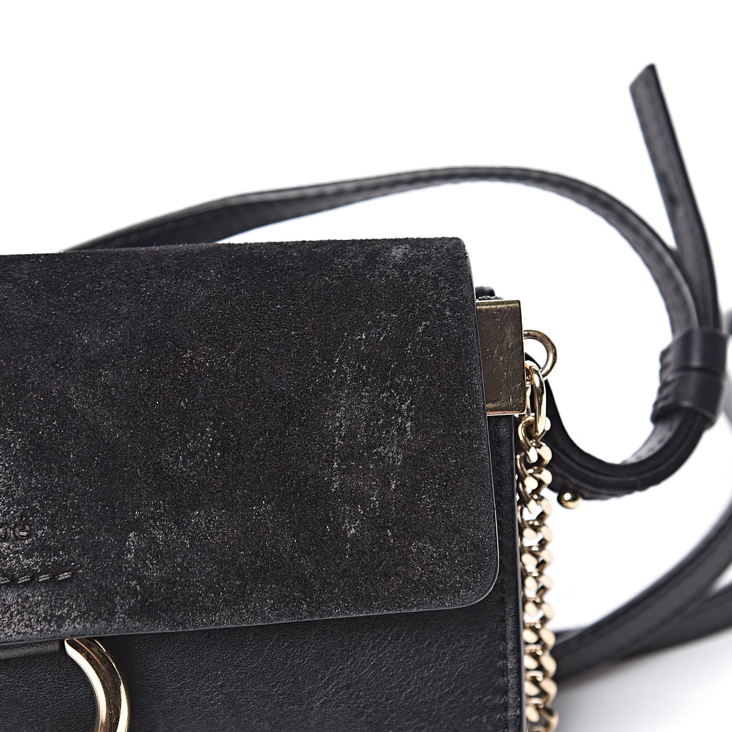 Suede Calfskin Mini Faye Shoulder Bag Black