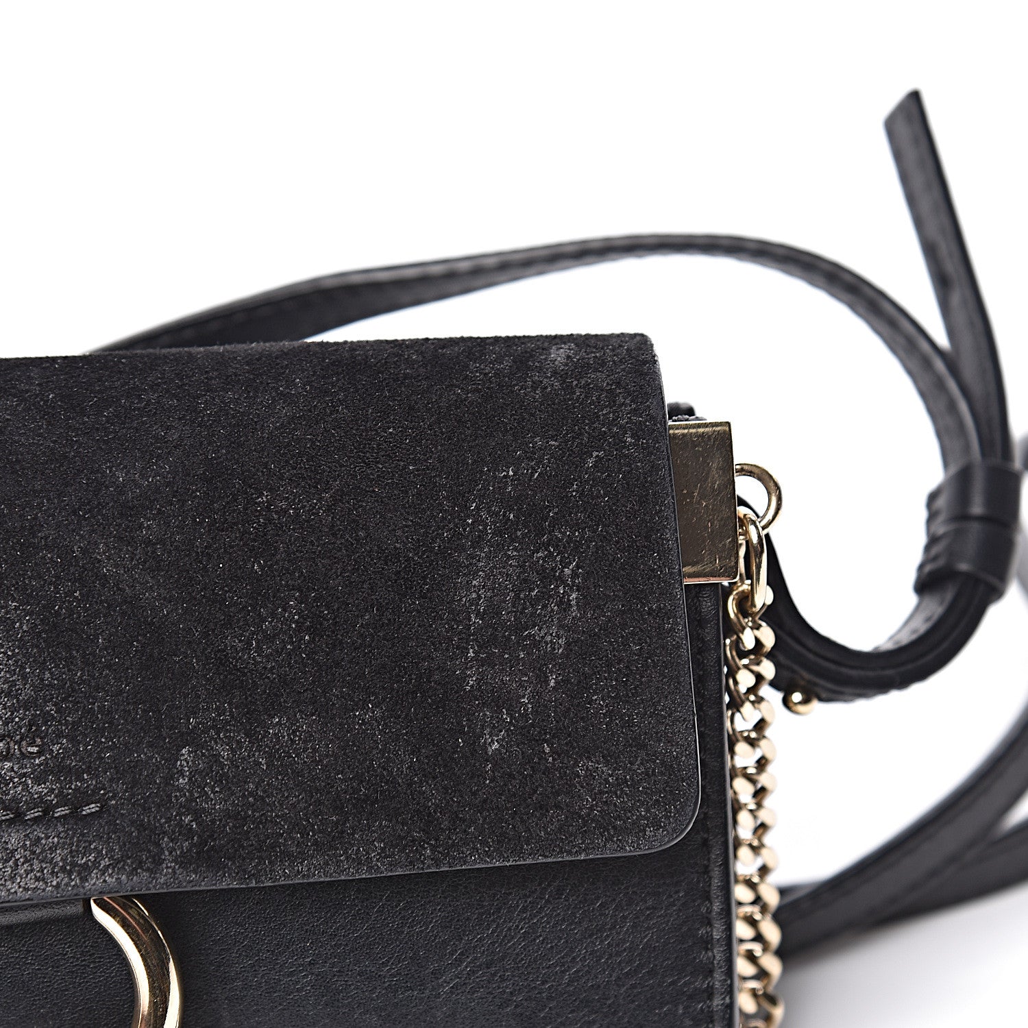 Chloe Suede Calfskin Mini Faye Shoulder Bag Black 16 of 22