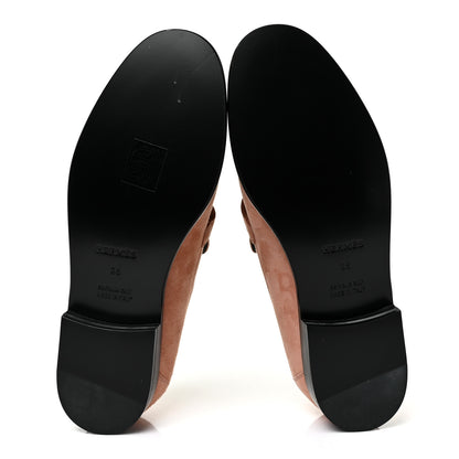 Hermes Suede Goatskin Womens Destin Loafers 36 Rose Aube 5 of 9