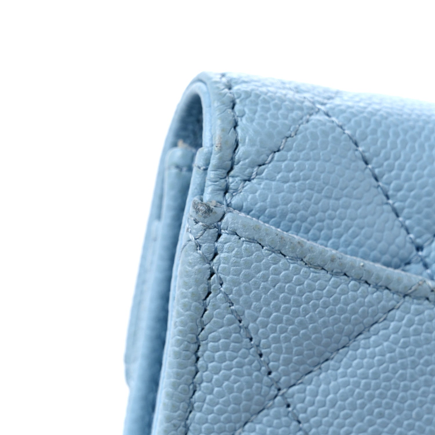 Chanel Caviar Quilted Flap Card Holder Wallet Light Blue 13 of 14