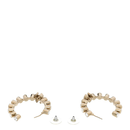 Chanel Crystal CC Hoop Earrings Gold 3 of 4