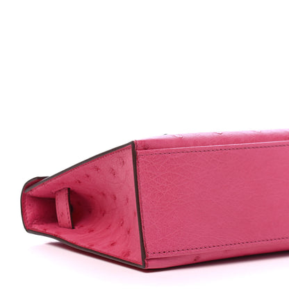 Hermes Ostrich Kelly Pochette Rose Tyrien 7 of 8