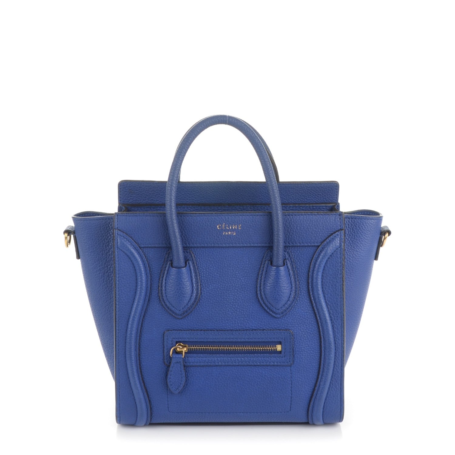 Celine Drummed Calfskin Nano Luggage Indigo 1 of 6