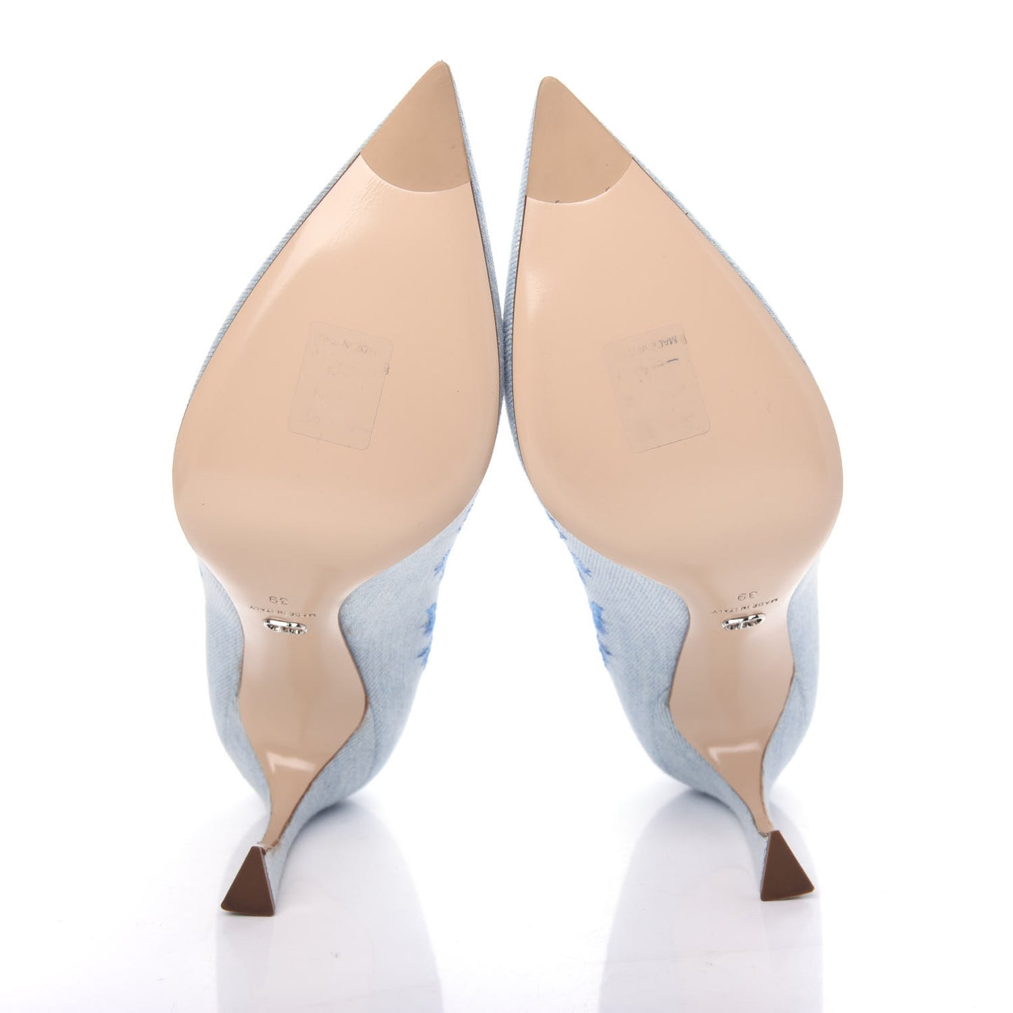 Denim Embroidered Pumps 39 Light Blue