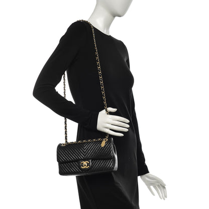 Chanel Calfskin Surpique Chevron Small Flap Black 2 of 10