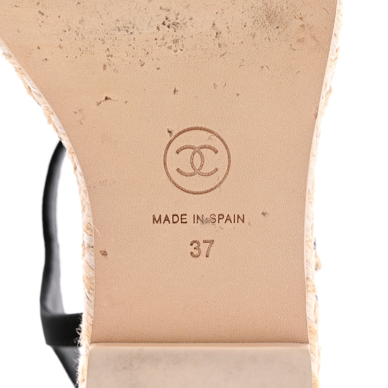 Chanel Satin Grosgrain CC Espadrilles Wedges 37 Black 6 of 13