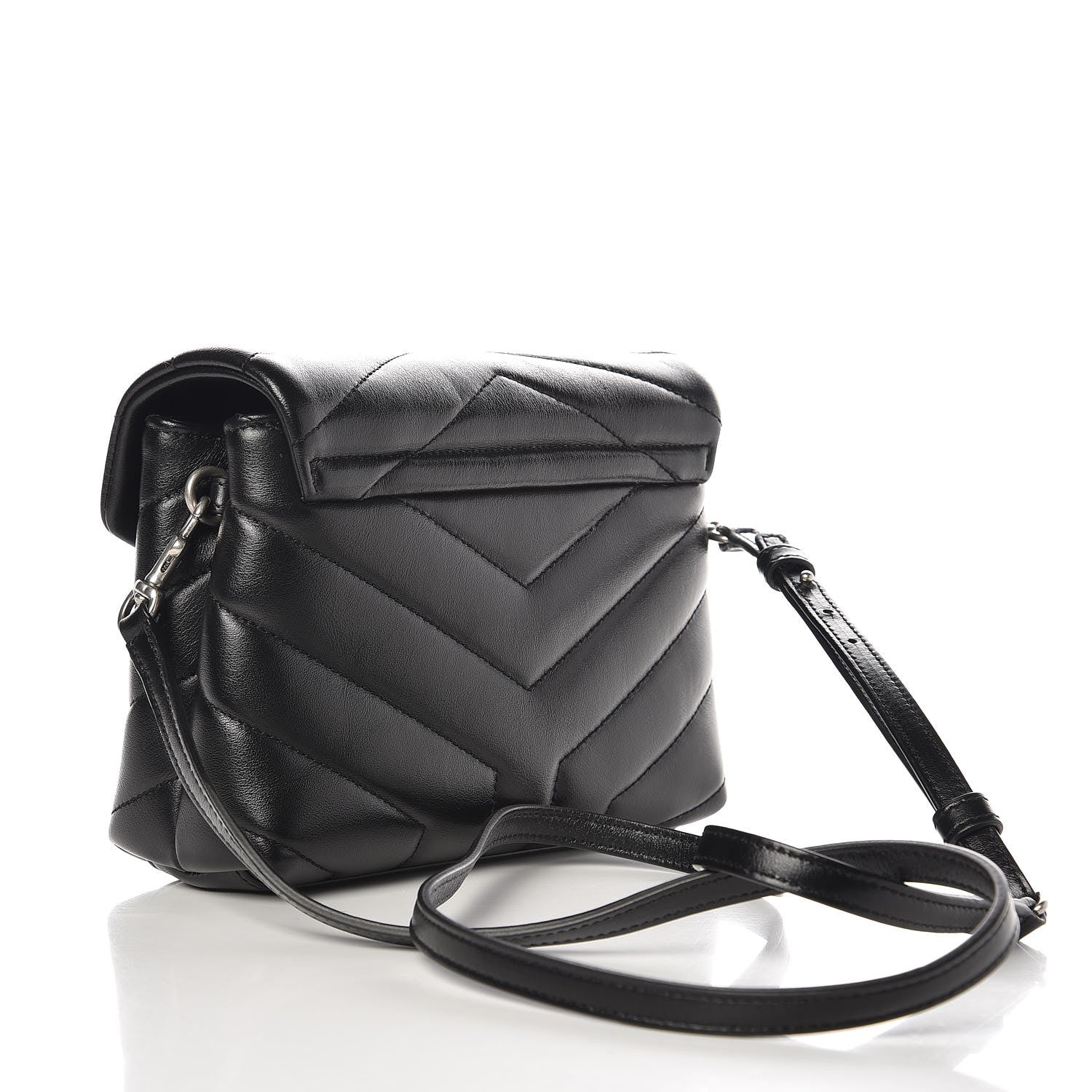 Saint Laurent Calfskin Y Quilted Monogram Toy Loulou Crossbody Bag Black 3 of 8