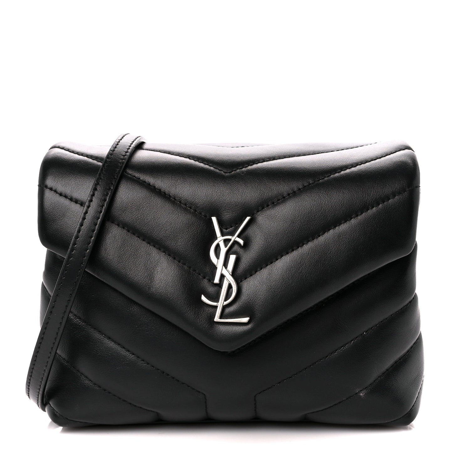 Calfskin Y Quilted Monogram Toy Loulou Crossbody Bag Black