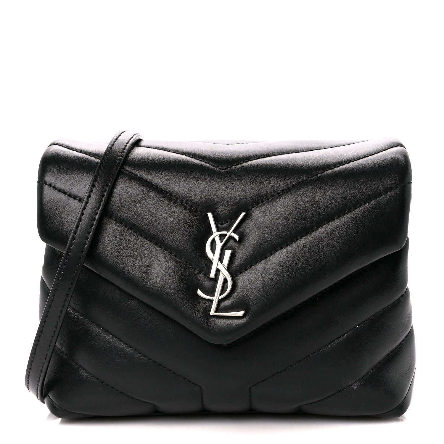 Saint Laurent Calfskin Y Quilted Monogram Toy Loulou Crossbody Bag Black 1 of 12