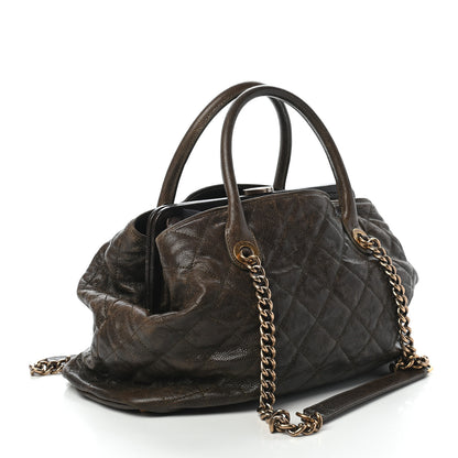Chanel Glazed Caviar Quilted Large Frame Tote Brown 2 of 10