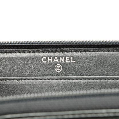 Chanel Glazed Calfskin Boy Zip Around Wallet Grey 7 of 11