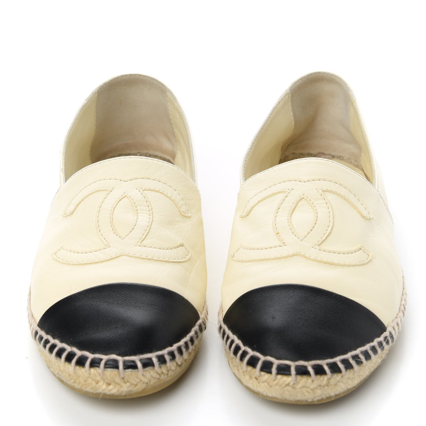 Lambskin CC Espadrilles 36 White Black