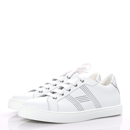 Hermes Calfskin Womens Advantage Sneakers 38.5 White Gris Argente 3 of 7