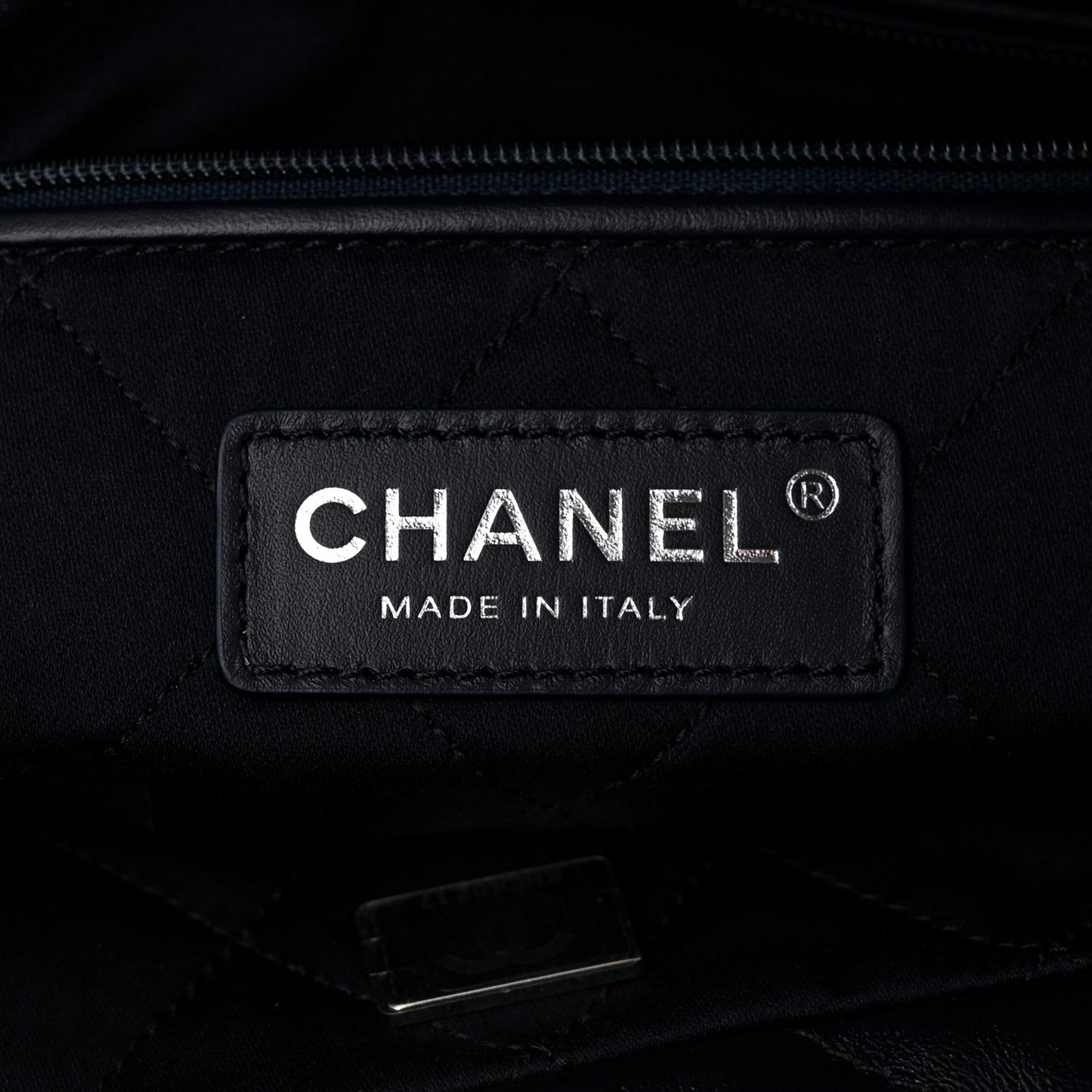 Shiny Calfskin Quilted Chanel 22 Navy