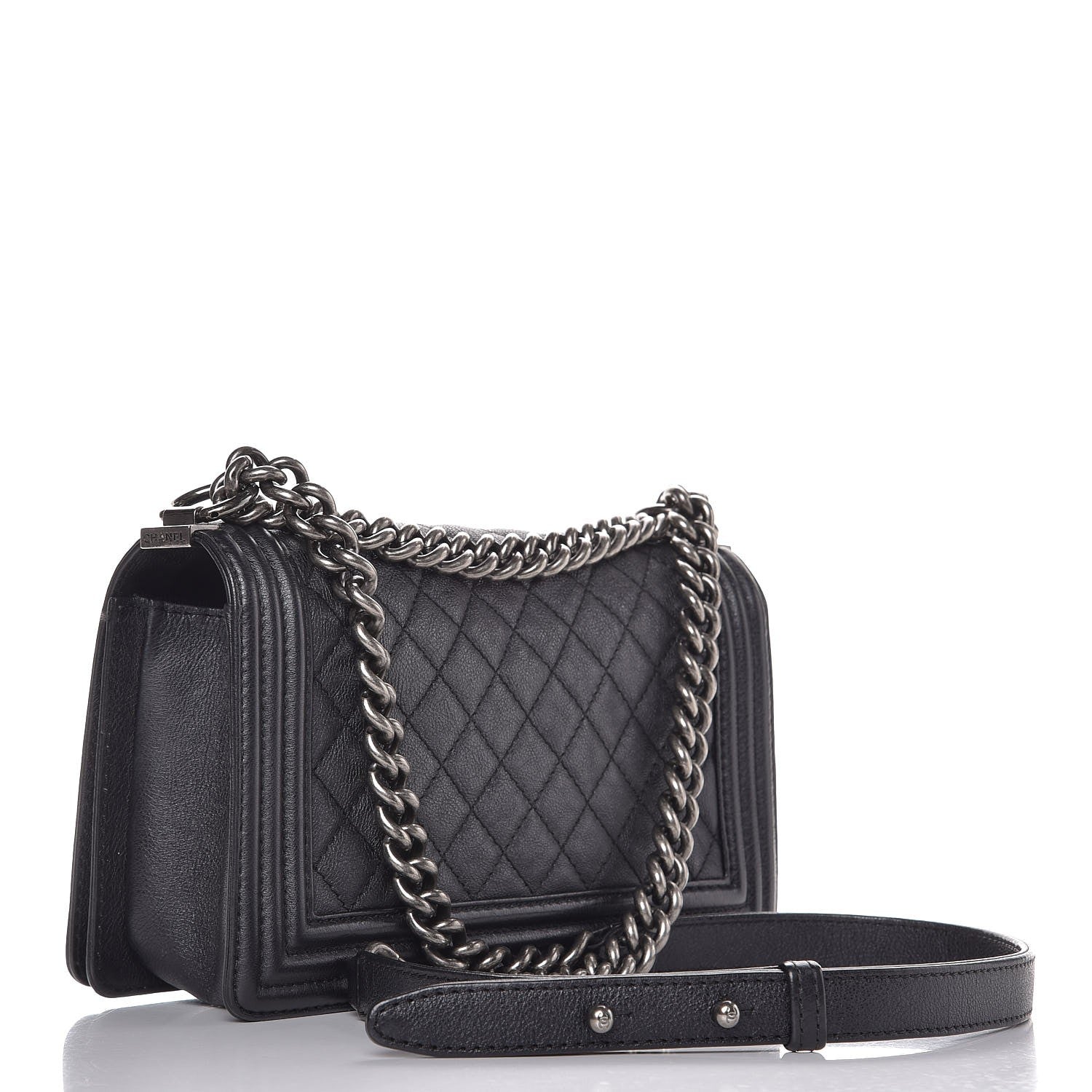 Chanel Metallic Calfskin Quilted Medium Boy Flap Black 3 of 8