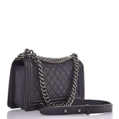 Chanel Metallic Calfskin Quilted Medium Boy Flap Black 3 of 8