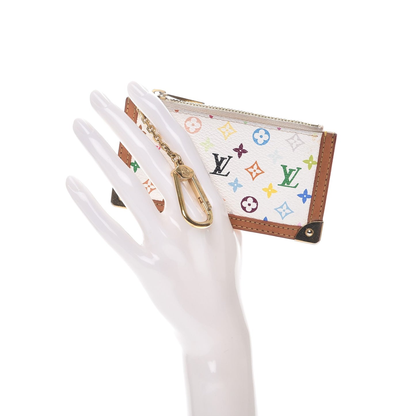 Monogram Multicolor Key Pouch White