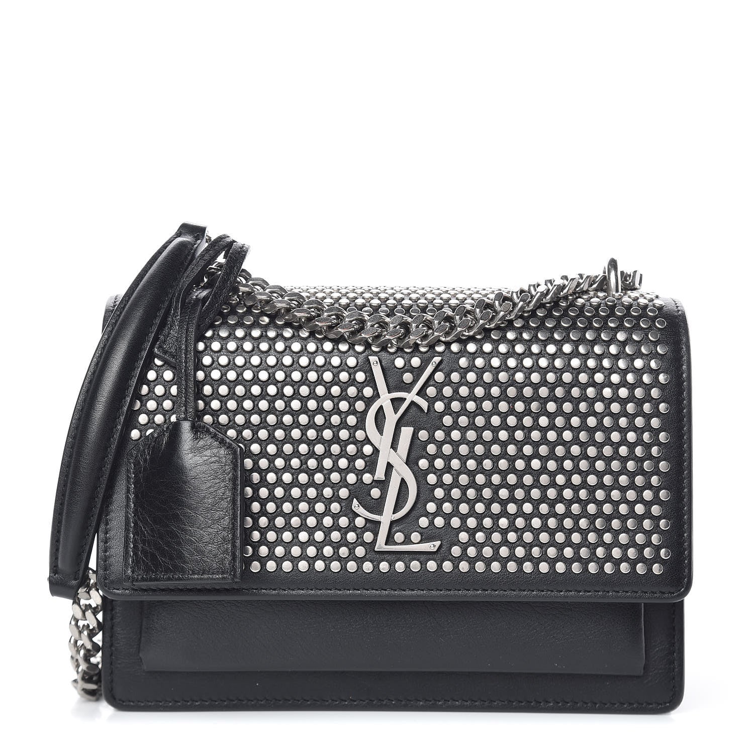 Saint Laurent Calfskin Studded Small Monogram Sunset Black 1 of 12