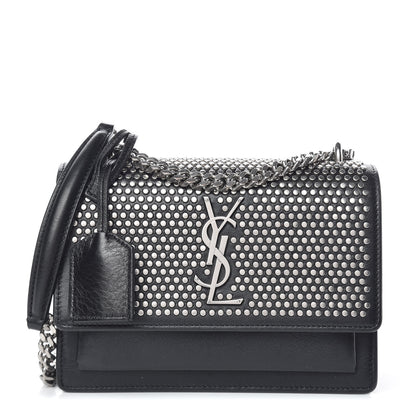 Saint Laurent Calfskin Studded Small Monogram Sunset Black 1 of 12