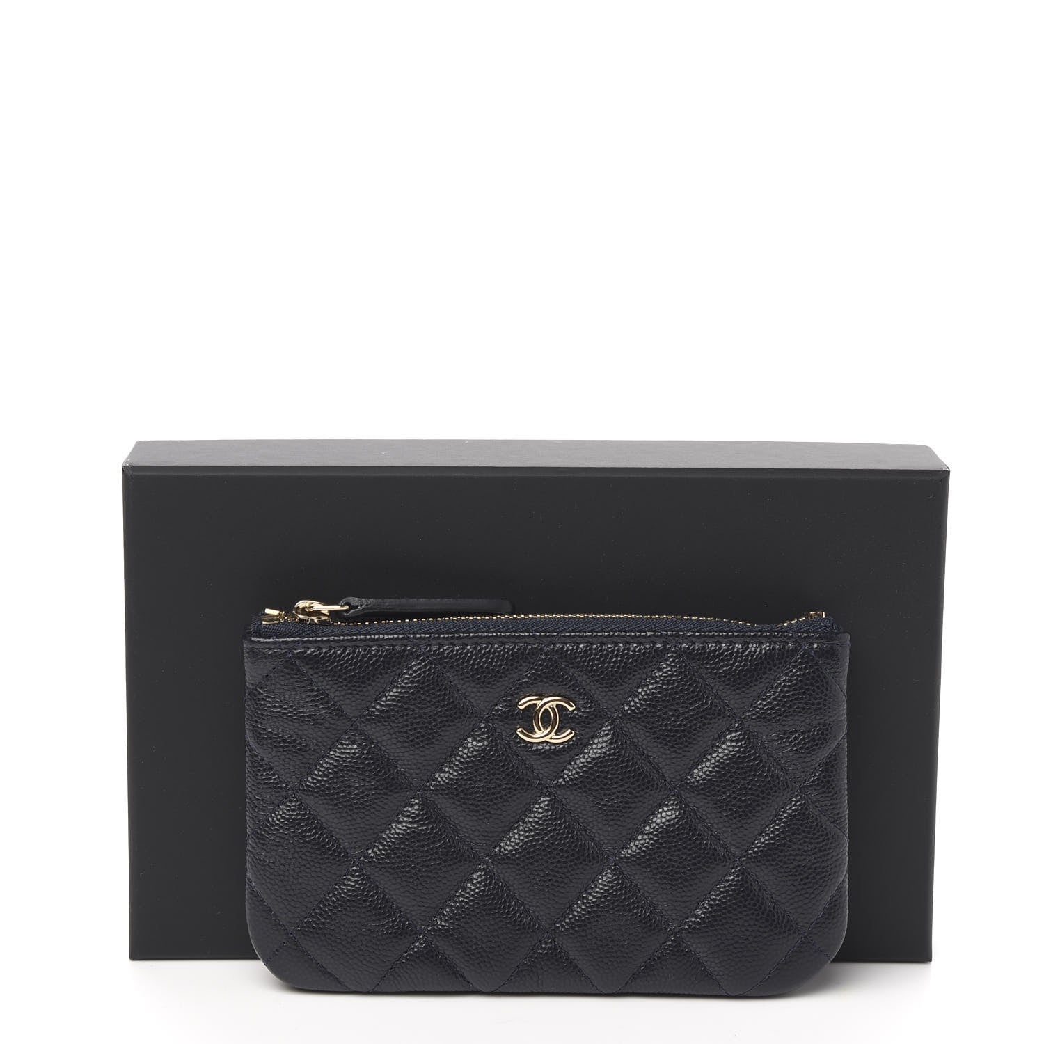 Chanel Caviar Quilted Small Cosmetic Case Navy Blue 7 of 7