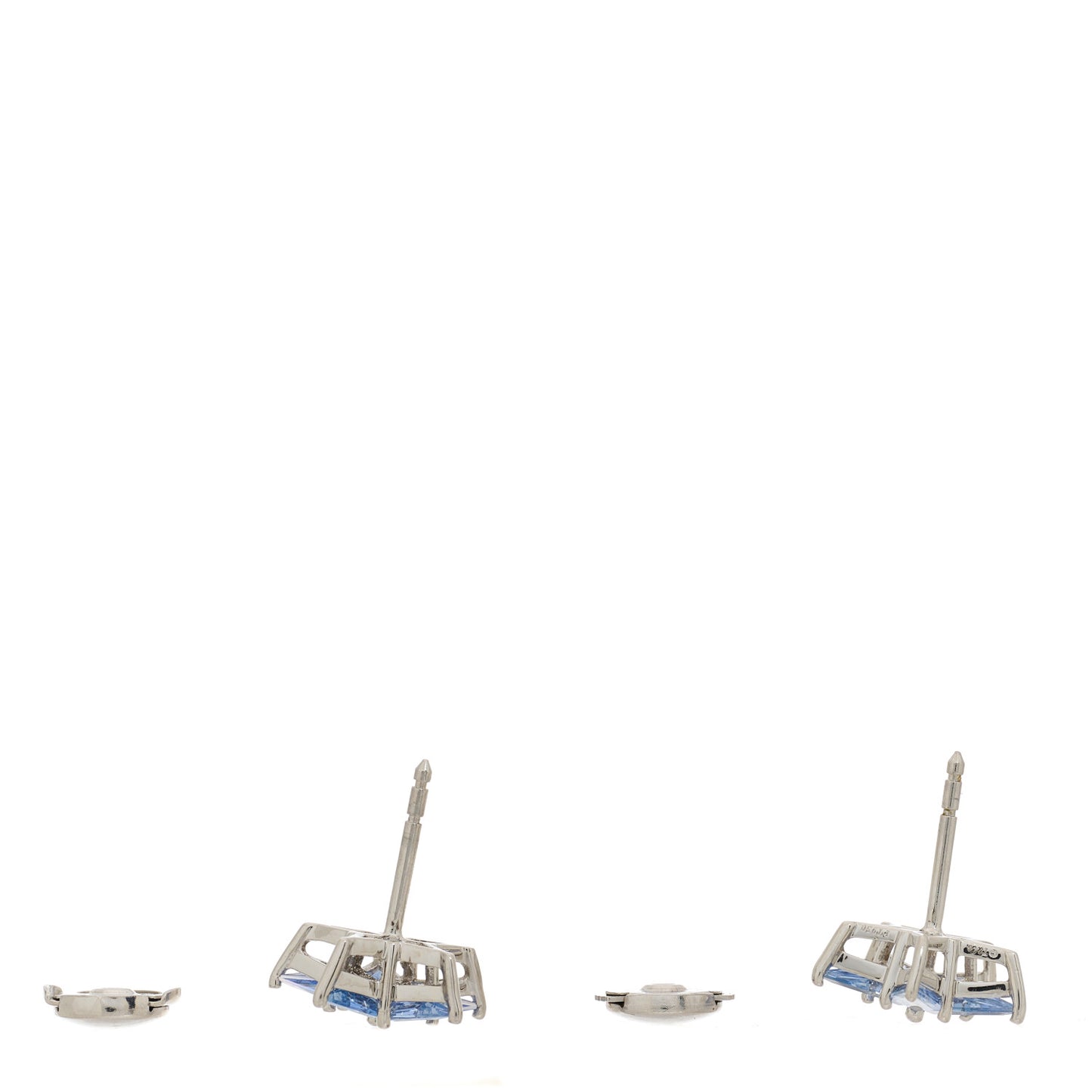 Platinum Blue Sapphire Star Earrings