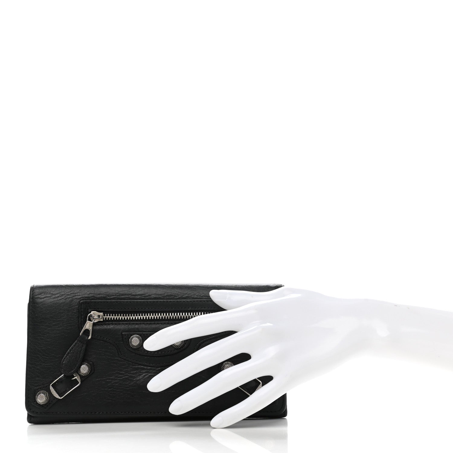 Balenciaga Agneau Giant 12 Silver Hardware Money Wallet Black 2 of 8