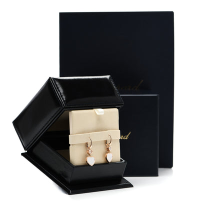 Chopard 18K Rose Gold Diamond Mother of Pearl Floating Happy Diamonds Hearts Earrings 5 of 5