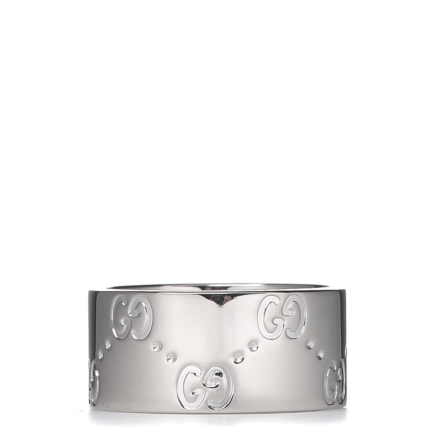 18K White Gold 9mm Icon Band Ring 53 6.25