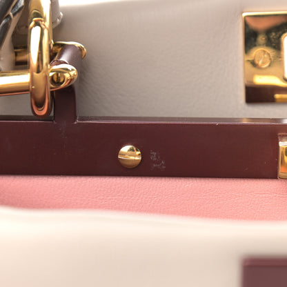 Fendi Vitello Seta Shiny Nappa Medium Peekaboo Iconic Satchel Grigio Polvere Bois de Rose 13 of 13
