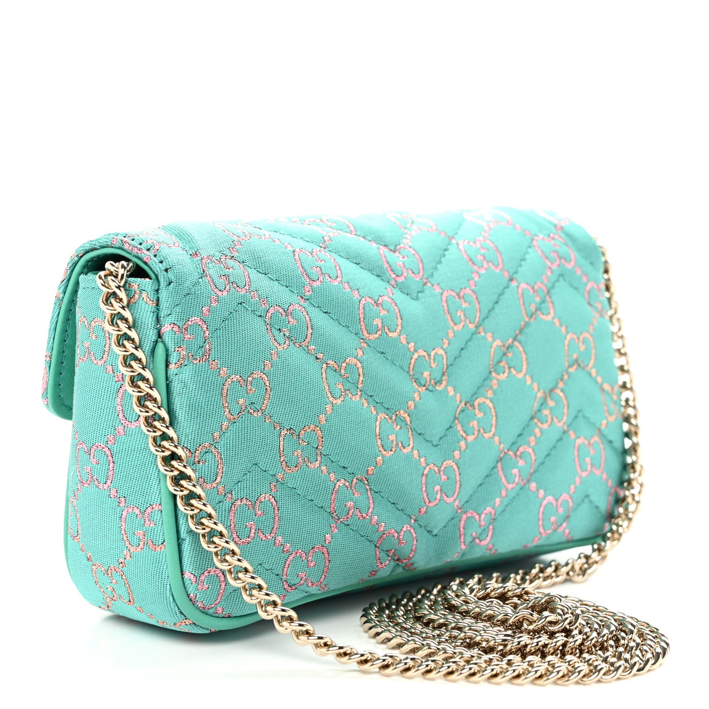 Jacquard Super Mini GG Marmont Shoulder Bag Green