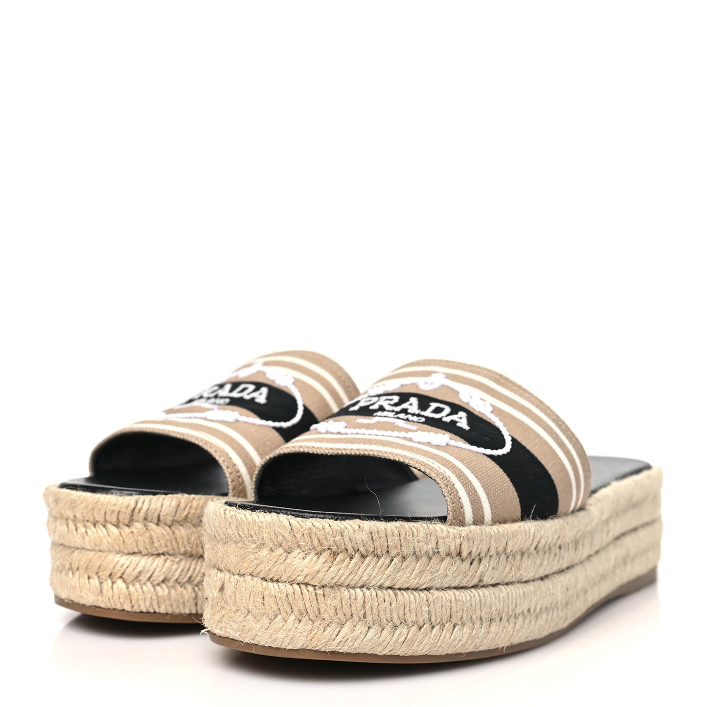 Canvas Logo Espadrilles Sandals 39 Beige Black