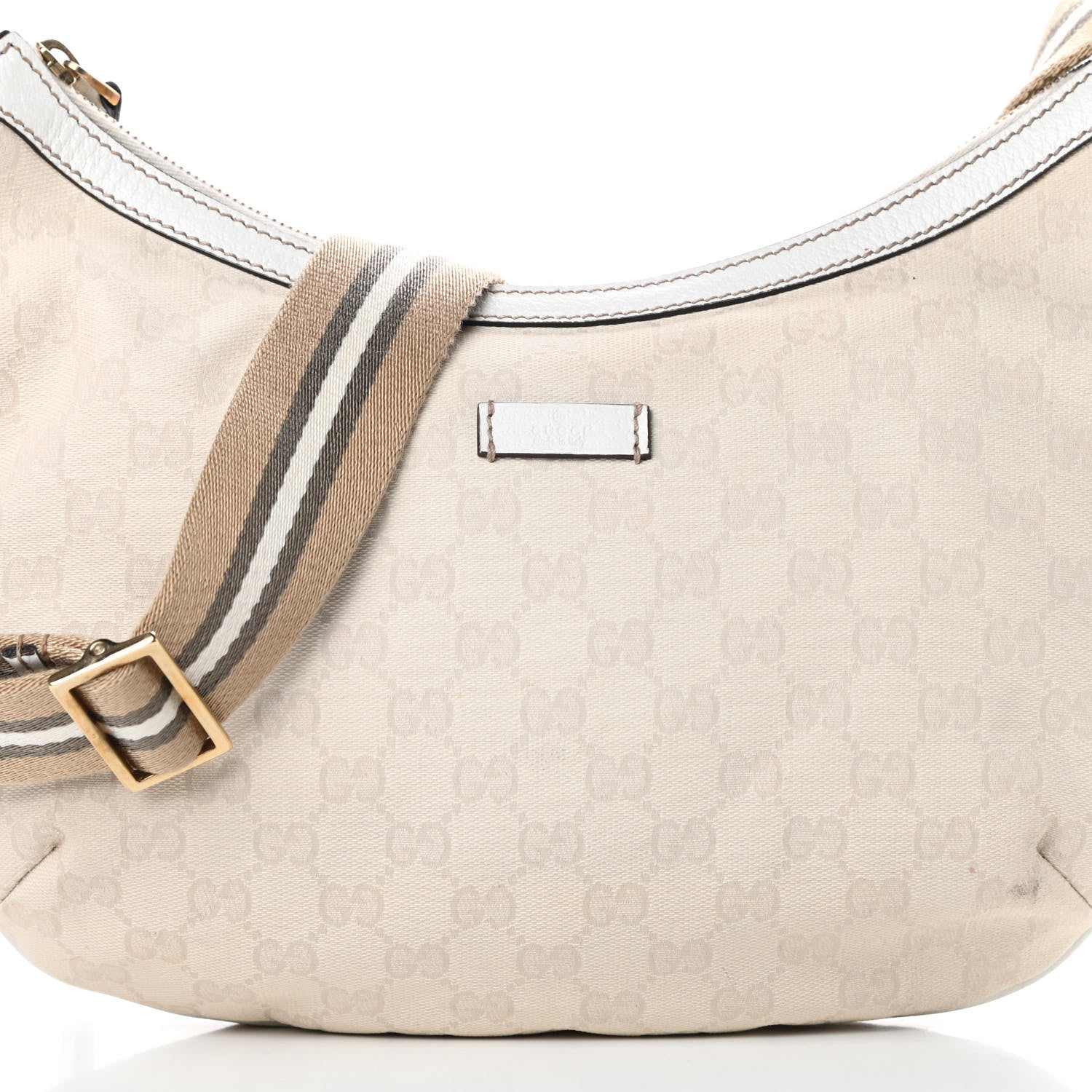 Gucci Monogram Web Medium Half Moon Hobo White 8 of 12