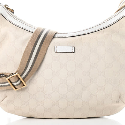 Gucci Monogram Web Medium Half Moon Hobo White 8 of 12