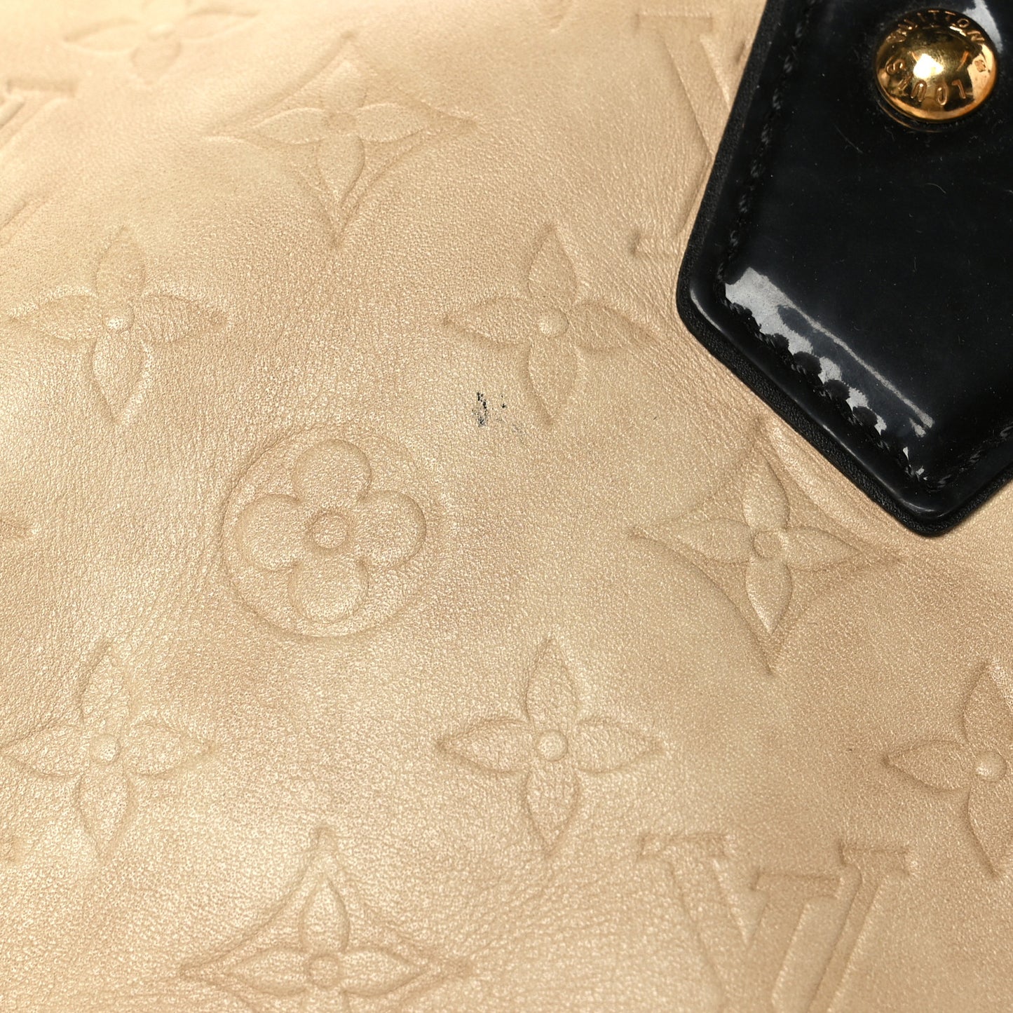Calfskin Patent Embossed Monogram Stephen Ivory