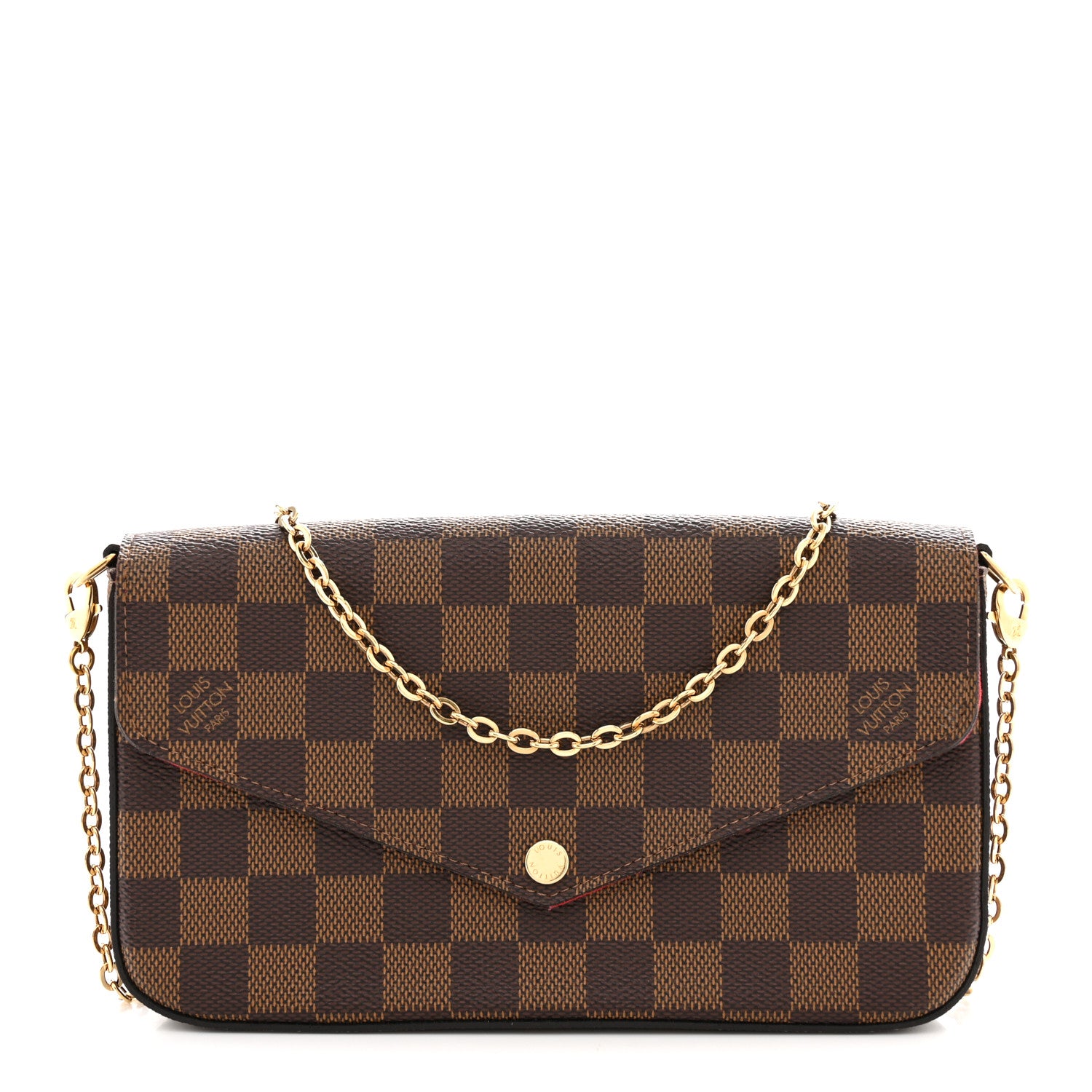 Louis Vuitton Damier Ebene Pochette Felicie Chain Wallet 1 of 13