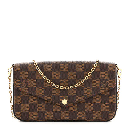 Louis Vuitton Damier Ebene Pochette Felicie Chain Wallet 1 of 13
