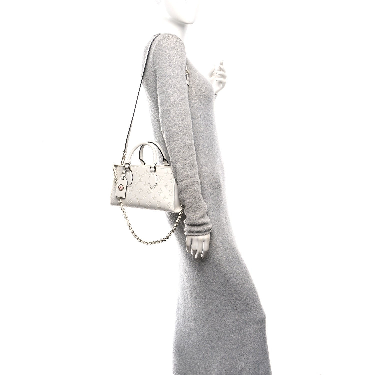 Louis Vuitton Calfskin Embossed Monogram OnTheGo East West White 2 of 10