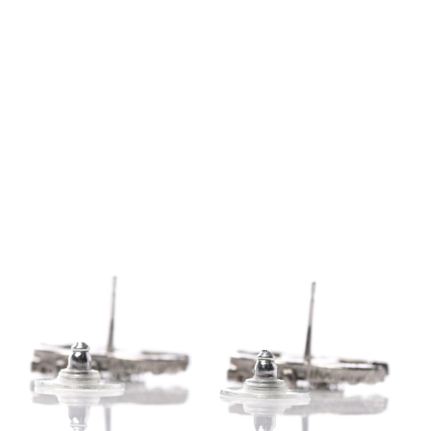 Chanel Baguette Crystal CC Earrings Silver 3 of 4