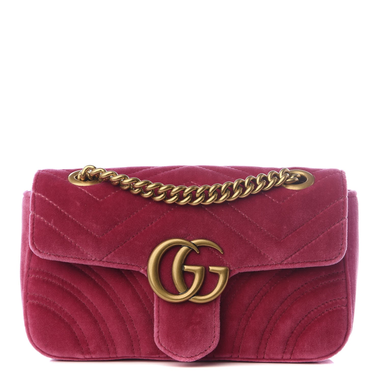 Gucci Velvet Matelasse Mini GG Marmont Shoulder Bag Light Raspberry Rose 1 of 8
